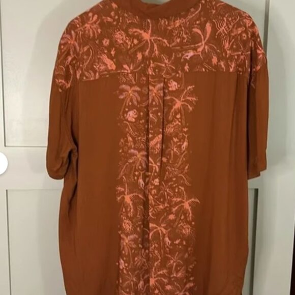 We the Free Share Good Vibes button down shirt NWOT Size L Copper Combo - Picture 3 of 5